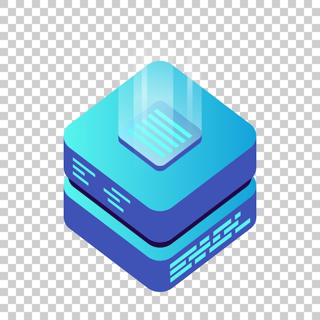 Mining bitcoin server vector icon in isometric style Blockchain crypto money farm datacenter illustration on isolated transparent background Block chain concept
