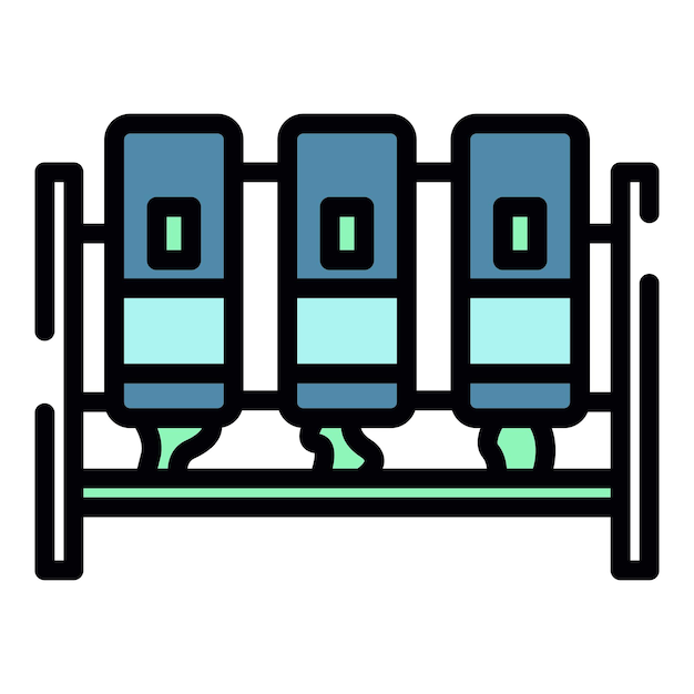 Mining computer icon Outline mining computer vector icon color flat isolated