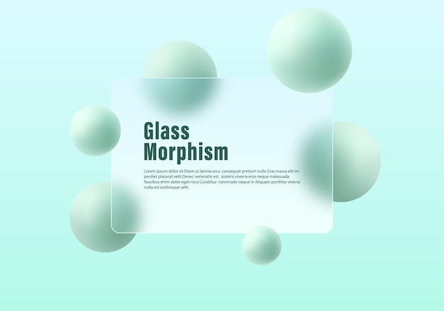 Mint green background translucent partition and green spheres