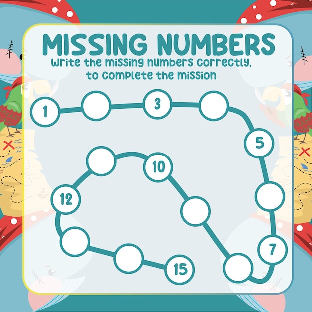 missing numbers. write the answer correctly. educational printable math worksheet. counting practice