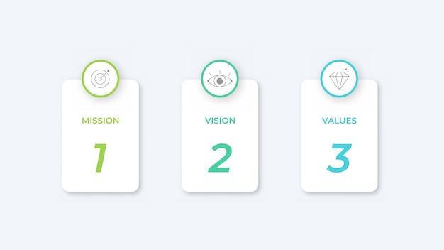 Mission Vision and Values icon Web page template Modern flat design