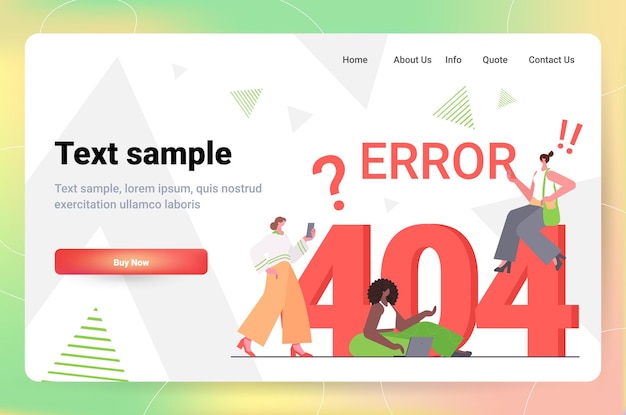 mix race businesspeople repairing site with problem not working error lost not found 404 sign concept