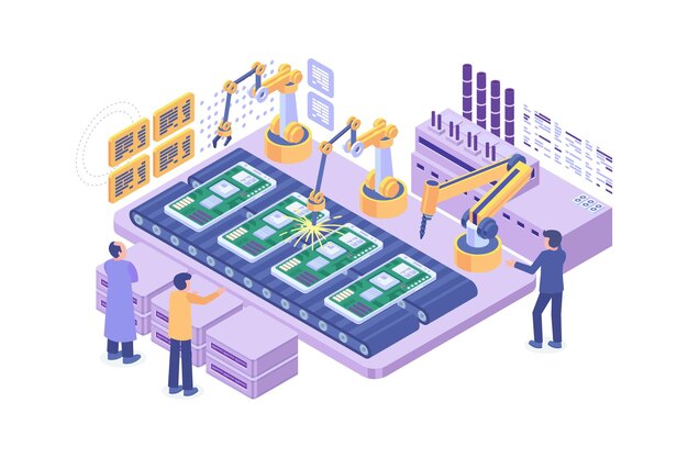 Mô hình nhà máy điện thoại thông minh Isometric