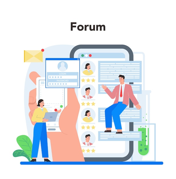 mobile app development online service or platform modern technology and smartphone interface design online forum vector flat illustration