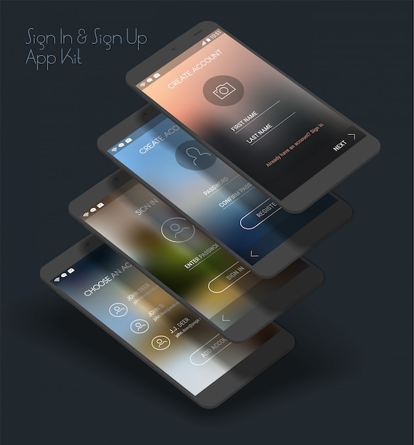 mobile app ui sign in and sign up screens 3d mockup kit