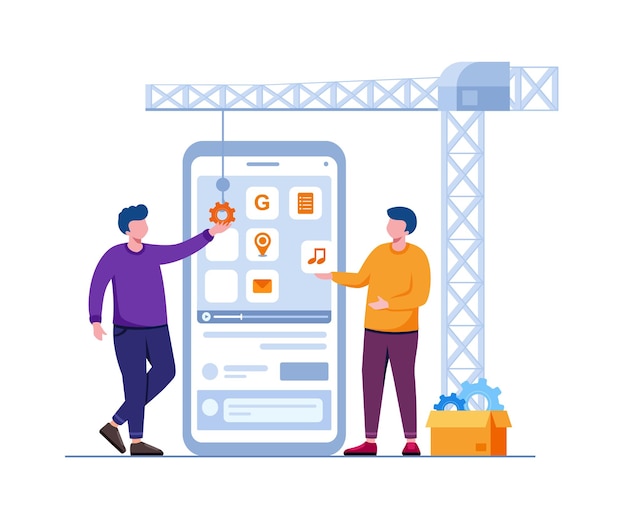 mobile application developer programming technology flat vector illustration
