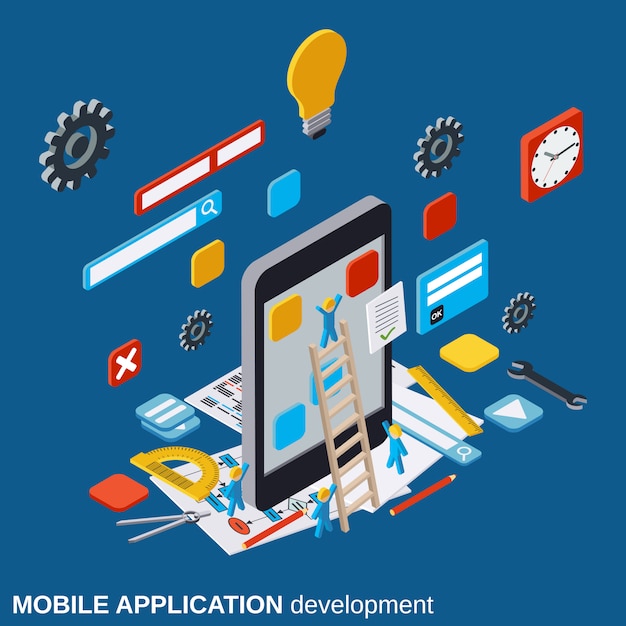 Mobile application development vector concept illustration