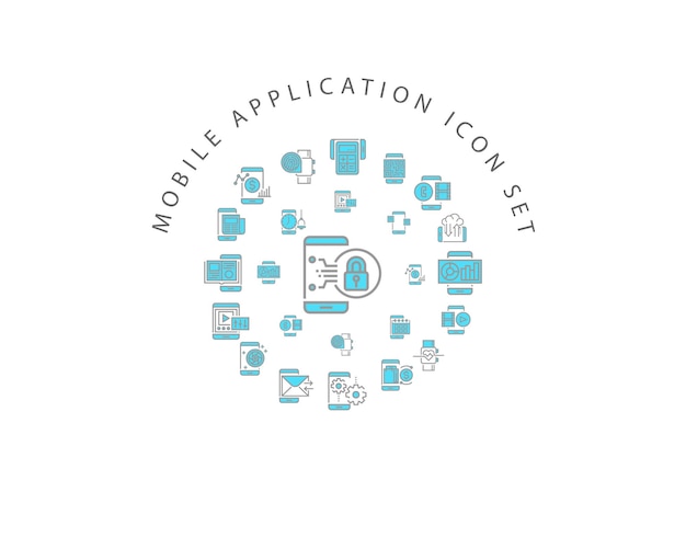 mobile application icon set design