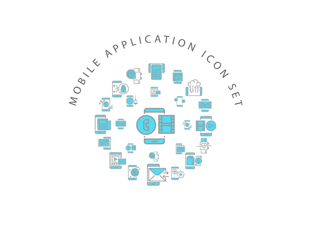 mobile application icon set design