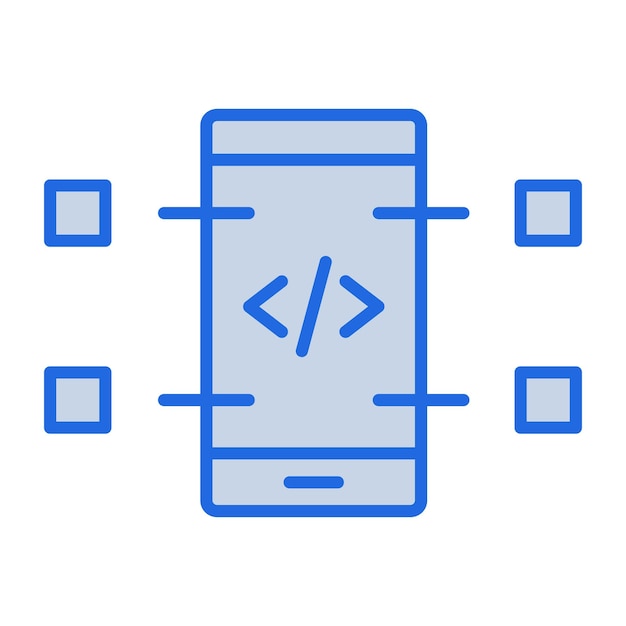 Mobile Coding Blue Tone Illustration