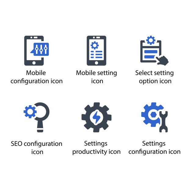 mobile configuration mobile setting select setting seo configuration set productivity settings icon