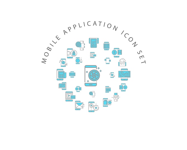 mobile function icon set design