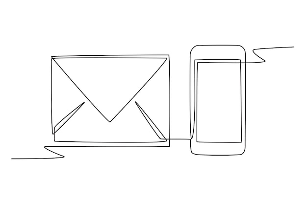 mobile phone and red envelope digital red envelopes concept oneline drawing