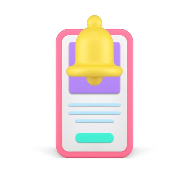 mobile phone screen call ring bell incoming smartphone signal notification 3d icon realistic vector