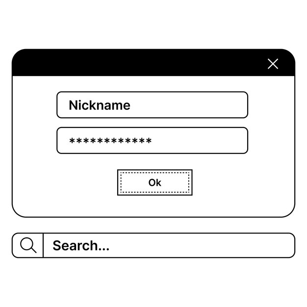 Modal and Dialog Window Set for Authentication and Search UI Elements