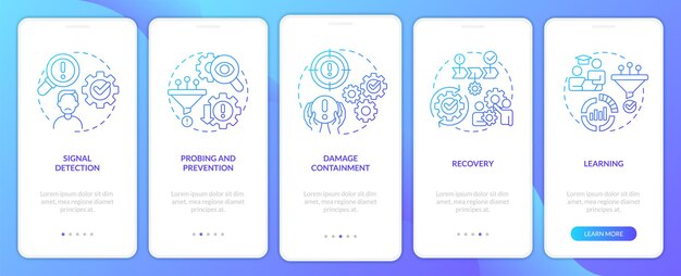 model for crisis management blue gradient onboarding mobile app screen