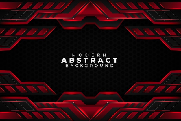 Modern abstract background overlapped metallic gray and red color with hexagon pattern vector based