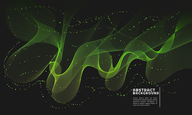 Modern abstract background with curved lines colored in green and yellow gradations