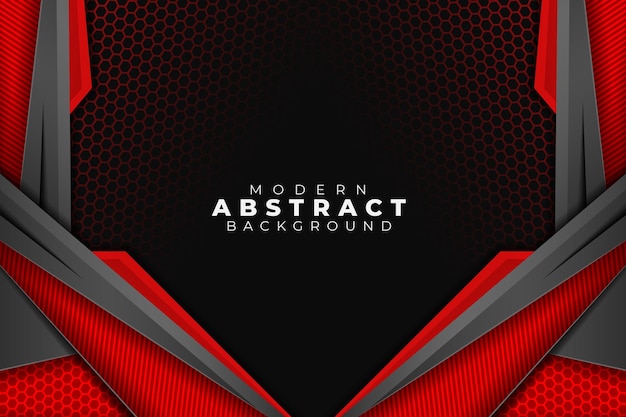 Modern abstract background with grey metallic  and red colors combination with hexagon pattern vector based