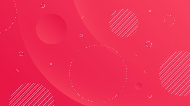 Modern Abstract Background with Motion Round Circle Wave Retro Memphis and Red Gradient Color