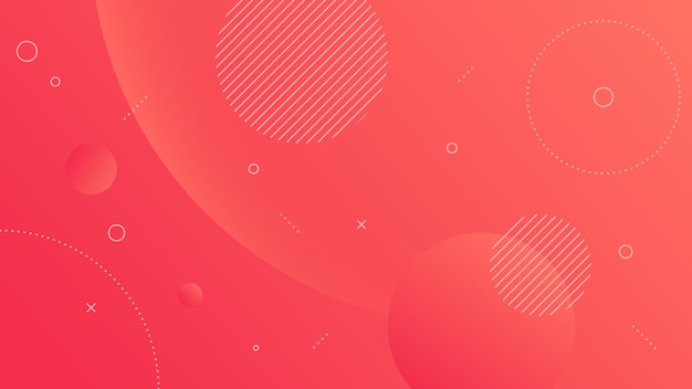 Modern Abstract Background with Motion Round Circle Wave Retro Memphis and Red Gradient Color