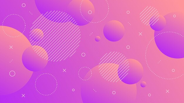 modern abstract background with motion round retro memphis and purple pink gradient color