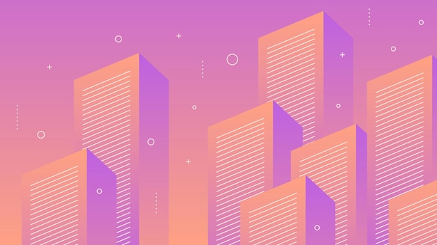 Modern Abstract Background with Motion Vertical Blocks Lines Retro Memphis and Orange Purple