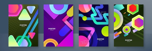 modern abstract covers set minimal covers design colorful geometric background vector illustration