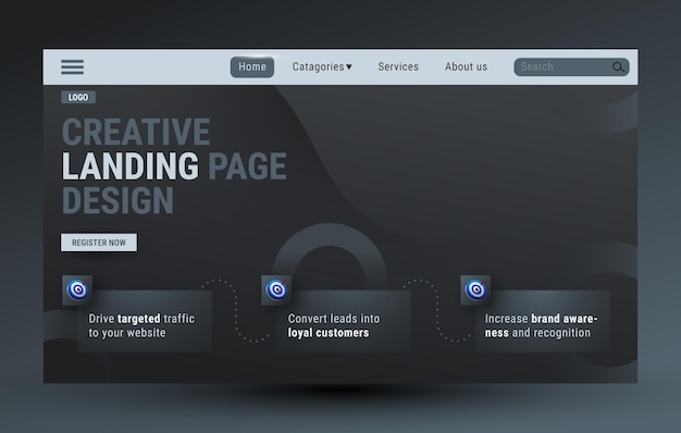modern abstract landing page template design