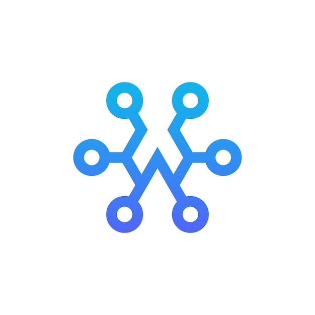 modern and sophisticated letter W network link digital electronic