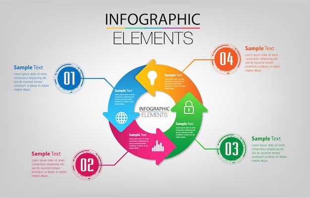 modern arrow circle text box template, banner Infographic