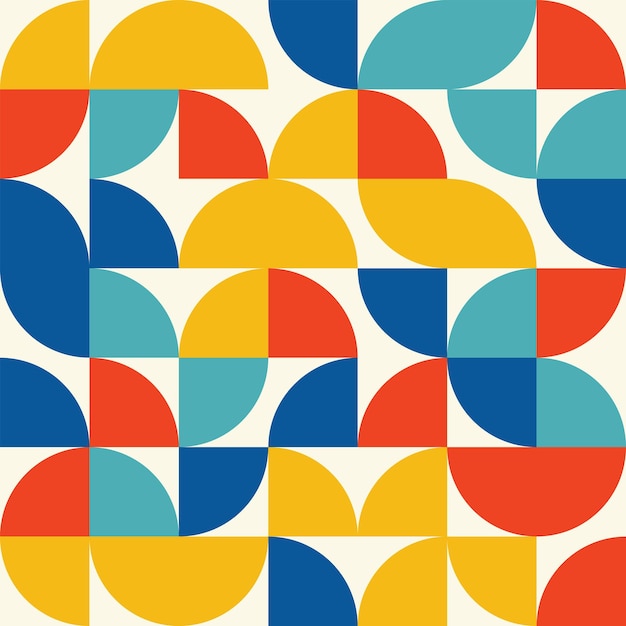 modern bauhaus seamless pattern with round shapes and semicircles geometric pattern tile mosaic