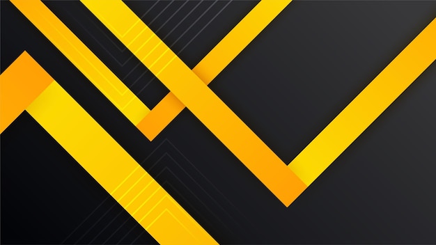 Modern black and yellow golden color shape overlap pattern on dark background with shadow Abstract trendy color geometric shape with copy space Futuristic and technology concept Vector illustration
