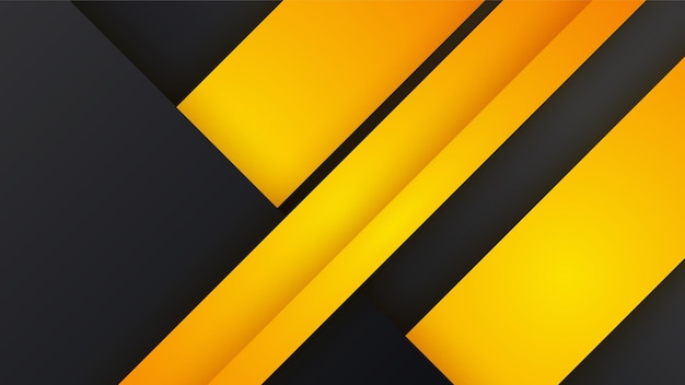Modern black and yellow golden color shape overlap pattern on dark background with shadow Abstract trendy color geometric shape with copy space Futuristic and technology concept Vector illustration