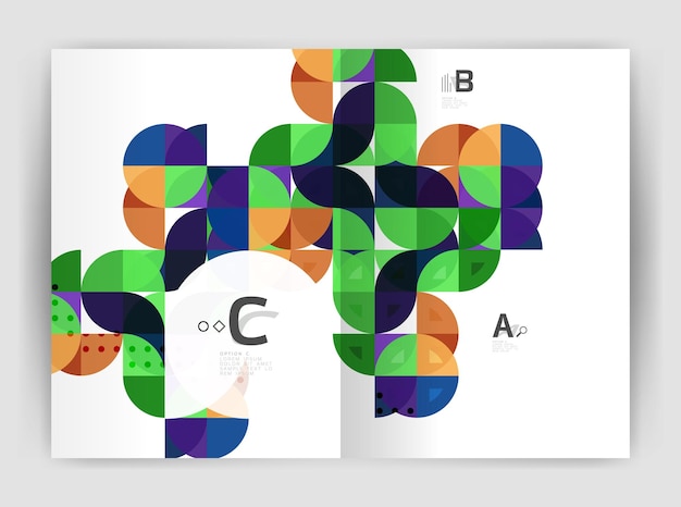 Modern business brochure or leaflet A4 cover template Abstract background with color triangles annual report print backdrop Vector design for workflow layout diagram number options or web design