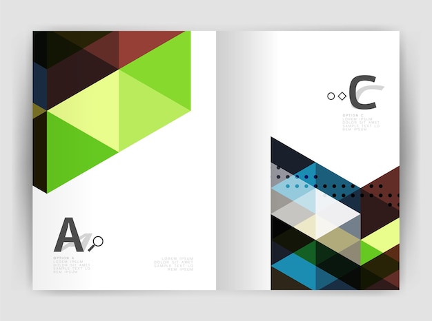 modern business brochure or leaflet print cover template abstract background with color triangles vector design for workflow layout diagram number options or web design