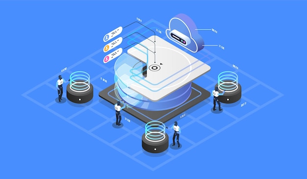 Modern cloud technology and networking concept.