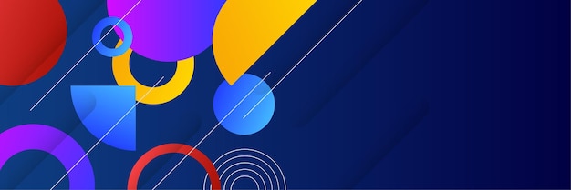 Modern colorful blue orange purple red gradient abstract geometric memphis banner background design Abstract background with line square triangle dots halftone and circle Vector illustration