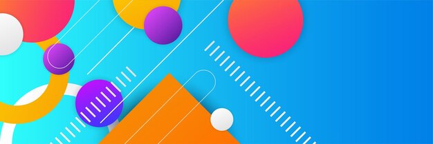 Modern colorful blue orange purple red gradient abstract geometric memphis banner background design Abstract background with line square triangle dots halftone and circle Vector illustration