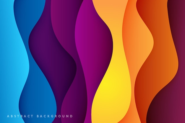 modern colorful paper cut wave abstract background