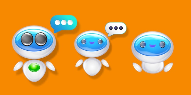 Modern cute chat bot character set