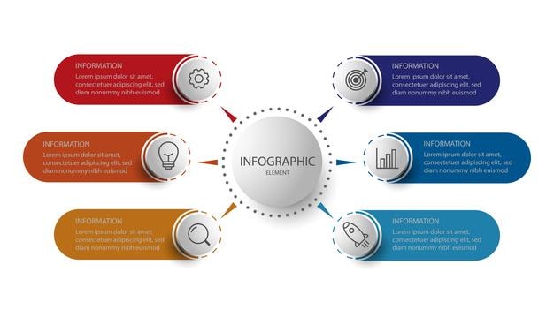 Modern design vector infographic with six step