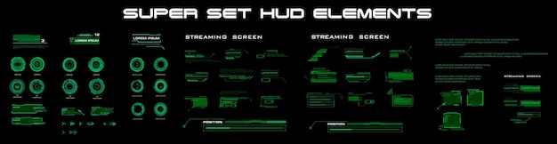 Modern dialog HUD interface elements super set Digital dialing for streaming messaging Screens dialogue callouts pointer arrows navigation elements for video games and communication