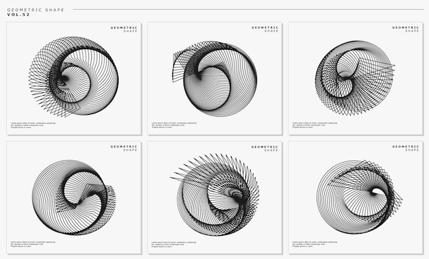 Modern dynamic line circle design template set