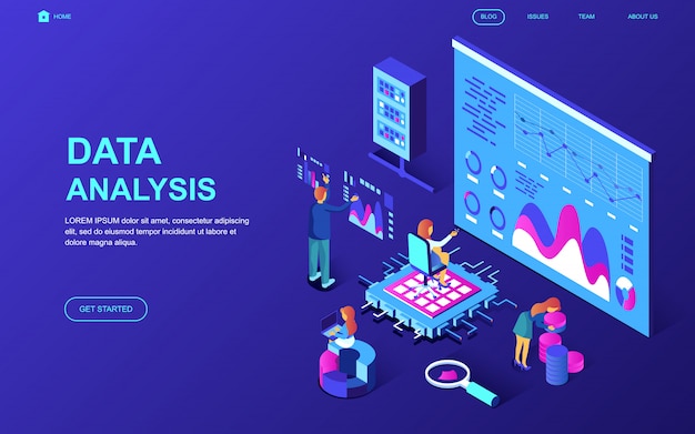 modern flat design isometric concept of data analysis