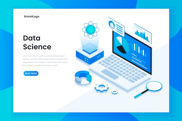 modern flat design isometric concept of data science