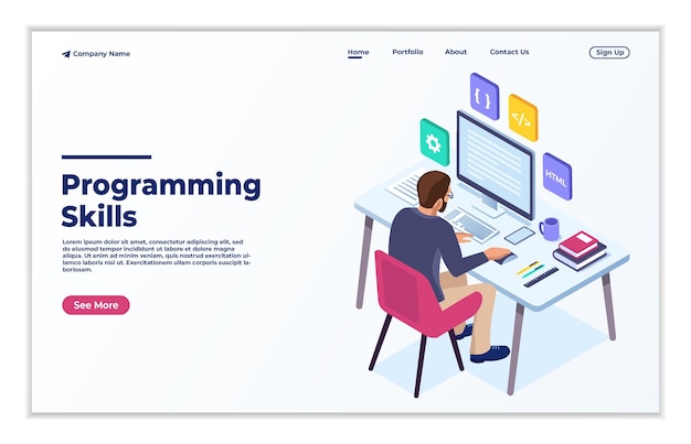 modern flat design isometric concept of programming skills for website and mobile website