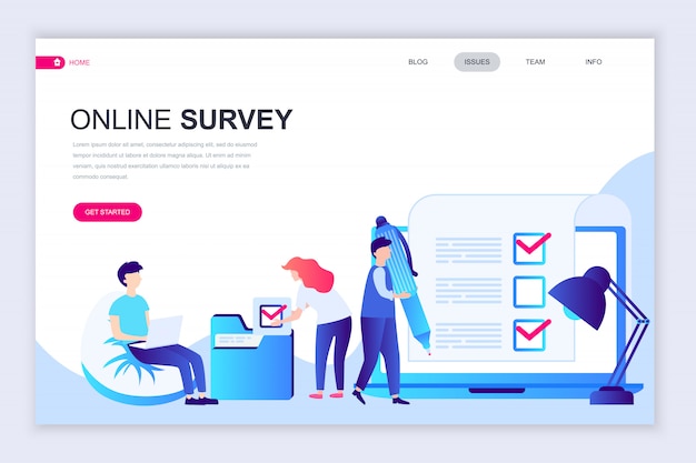 modern flat web page design template of online survey