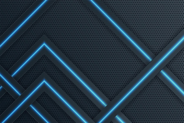 Modern futuristic black arrow technology background with blue neon lines