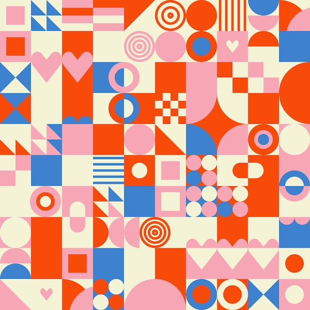 Modern geometric background with hearts